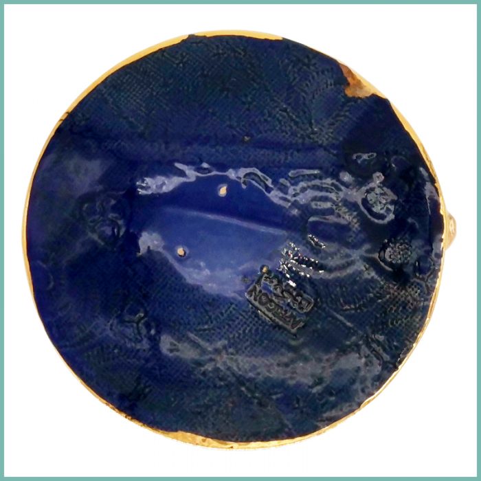 Runder Teller mit goldfarbenen Vögeln 14,5cm – Bild 4