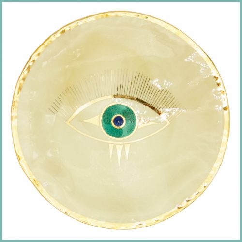 Großer dekorativer Teller (Plattentechnik) 33cm Auge mit Wimpern Ansicht von oben