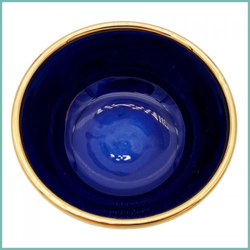 Runde Schale Blau mit sehendem Auge und goldfarbenem Rand 10cm
