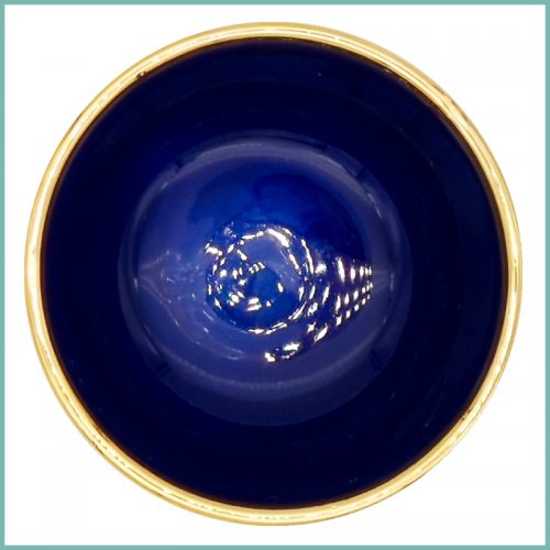 Runde Schale Blau mit sehendem Auge und goldfarbenem Rand 10cm Ansicht von oben