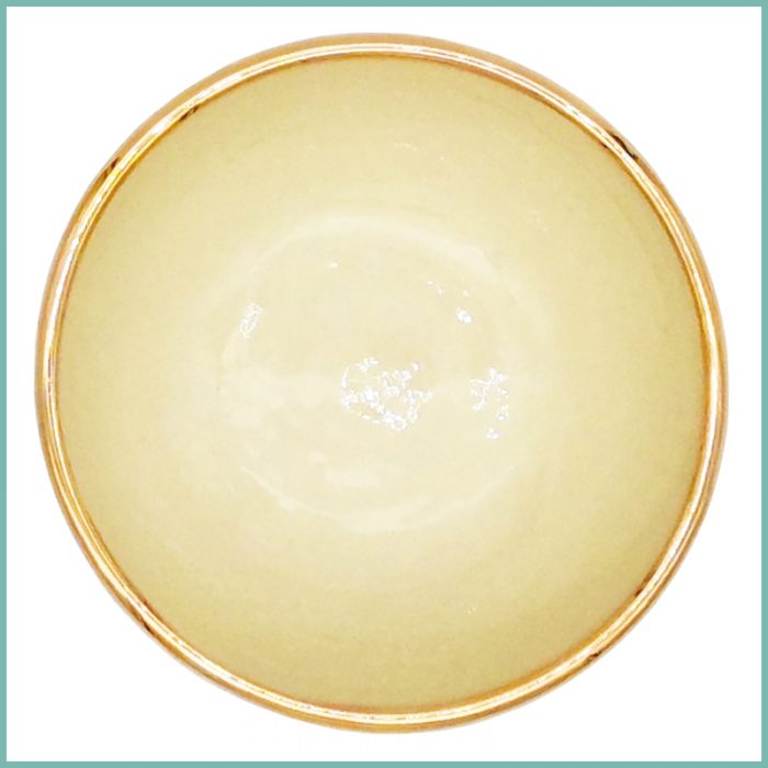 Runde Schale Creme mit sehendem Auge und goldfarbenem Rand 10cm Ansicht von oben