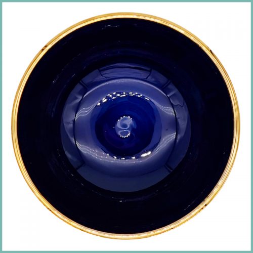 Große Runde Schale Blau und goldfarbenem Rand 19,5cm Ansicht von oben
