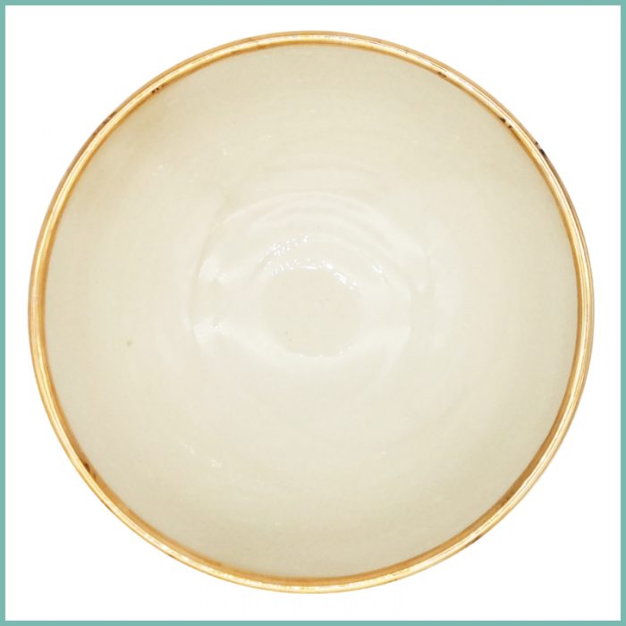 Große Runde Creme Schale mit goldfarbenem Rand 19,5cm Ansicht von oben