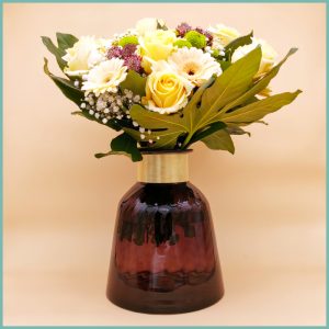 Blumenvase lila mit Kragen (Messing) 21,5 x 26
