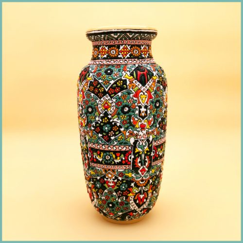 Vase mit Emaille Verzierung 15 x 32