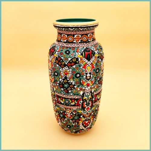 Vase mit Emaille Verzierung 15 x 32
