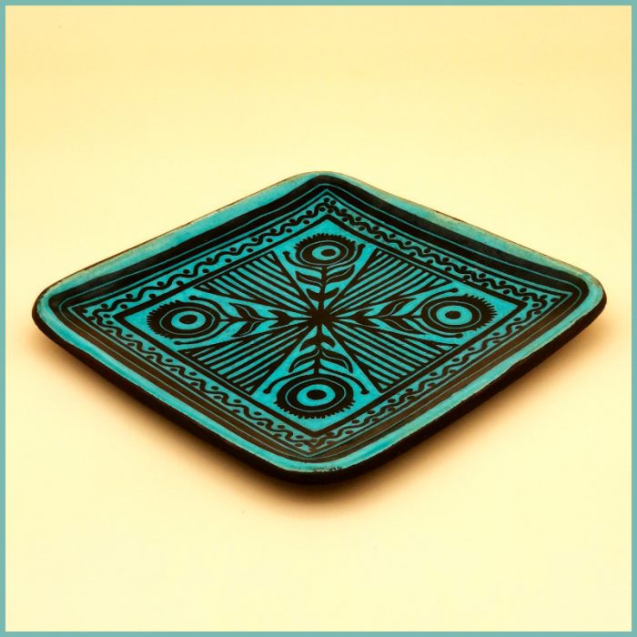 Quadratischer Teller 18 x 2 (Stil: Traditionelle Töpfereien) Motiv 1