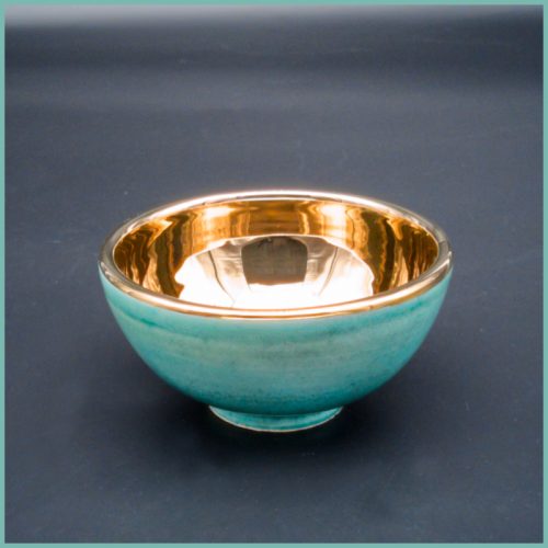Runde Schale | Innenseite goldfarbig | 10cm | Türkis Gold